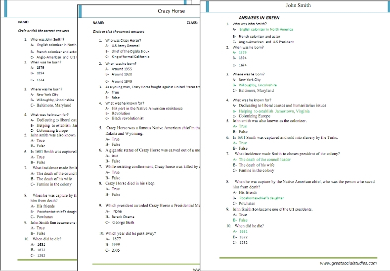 United States History Worksheet - Ivuyteq